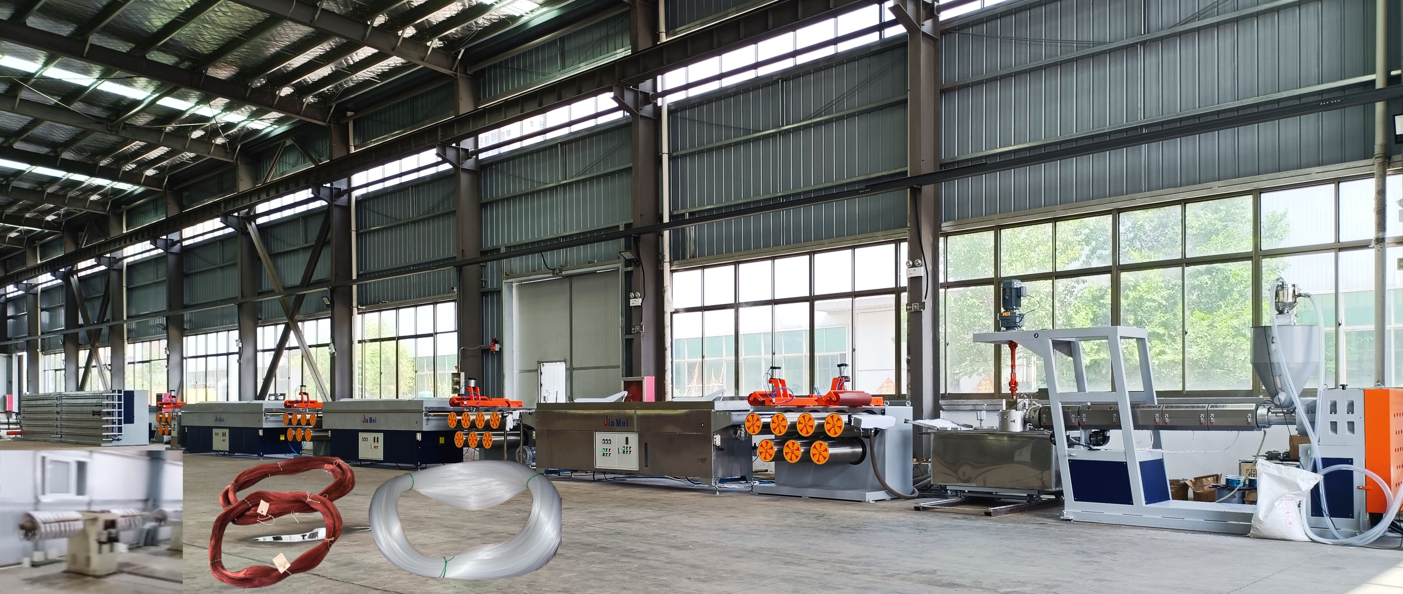 Fishing line hank coil rewinder running at Indian customer factory